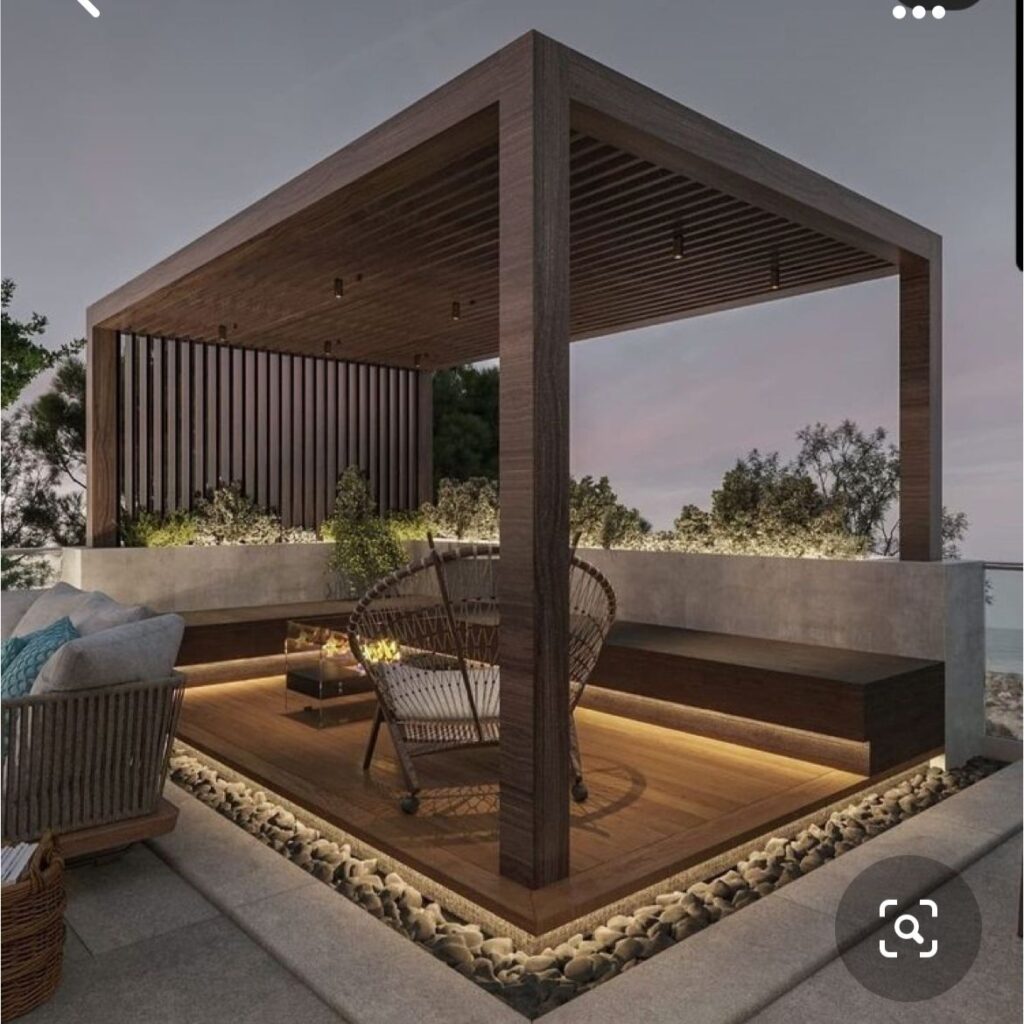 Before and after results of gazebo pergola repair in Dubai villa"